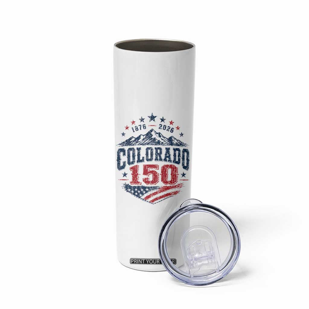Colorado Rocky Mountains 150th Anniversary Skinny Tumbler Sesquicentennial 1876 2026 Patriotic Graphic TS02 Print Your Wear