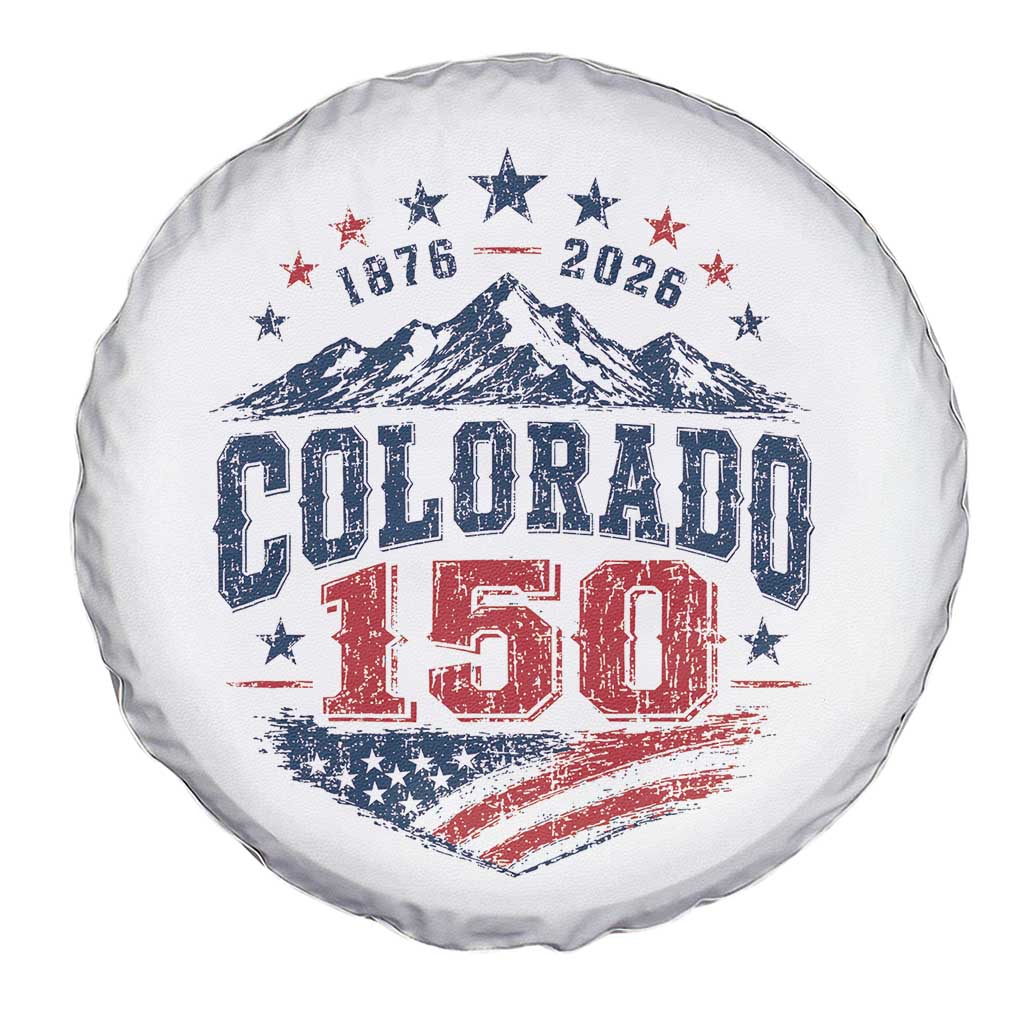 Colorado Rocky Mountains 150th Anniversary Spare Tire Cover Sesquicentennial 1876 2026 Patriotic Graphic TS02 Print Your Wear