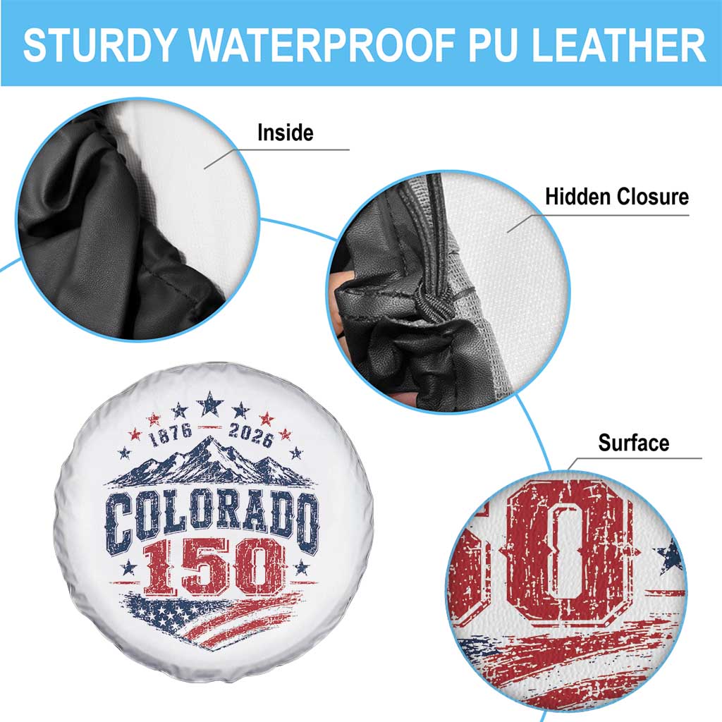 Colorado Rocky Mountains 150th Anniversary Spare Tire Cover Sesquicentennial 1876 2026 Patriotic Graphic TS02 Print Your Wear