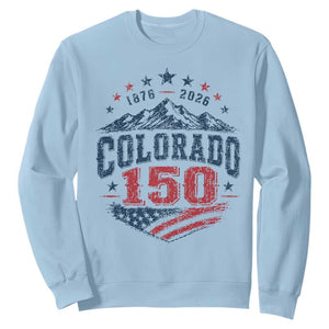 Colorado Rocky Mountains 150th Anniversary Sweatshirt Sesquicentennial 1876 2026 Patriotic Graphic TS02 Light Blue Print Your Wear
