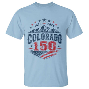 Colorado Rocky Mountains 150th Anniversary T Shirt Sesquicentennial 1876 2026 Patriotic Graphic TS02 Light Blue Print Your Wear