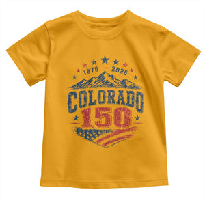 Colorado Rocky Mountains 150th Anniversary Toddler T Shirt Sesquicentennial 1876 2026 Patriotic Graphic TS02 Gold Print Your Wear