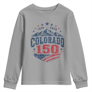 Colorado Rocky Mountains 150th Anniversary Youth Sweatshirt Sesquicentennial 1876 2026 Patriotic Graphic TS02 Sport Gray Print Your Wear