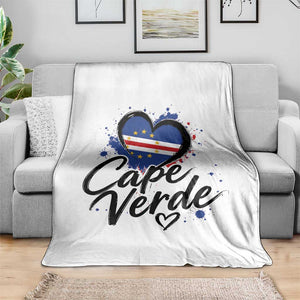 Cape Verde Flag Heart Throw Blanket Cabo Verde Pride Verdean Love TS02 Print Your Wear