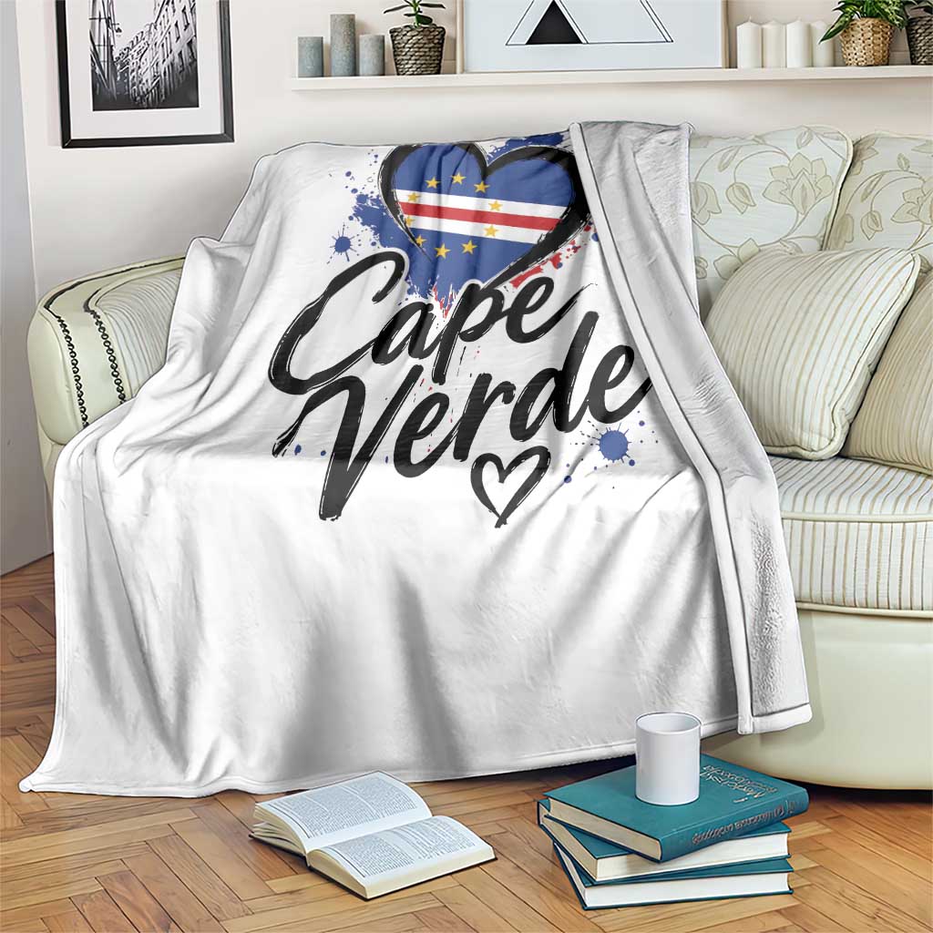 Cape Verde Flag Heart Throw Blanket Cabo Verde Pride Verdean Love TS02 Print Your Wear