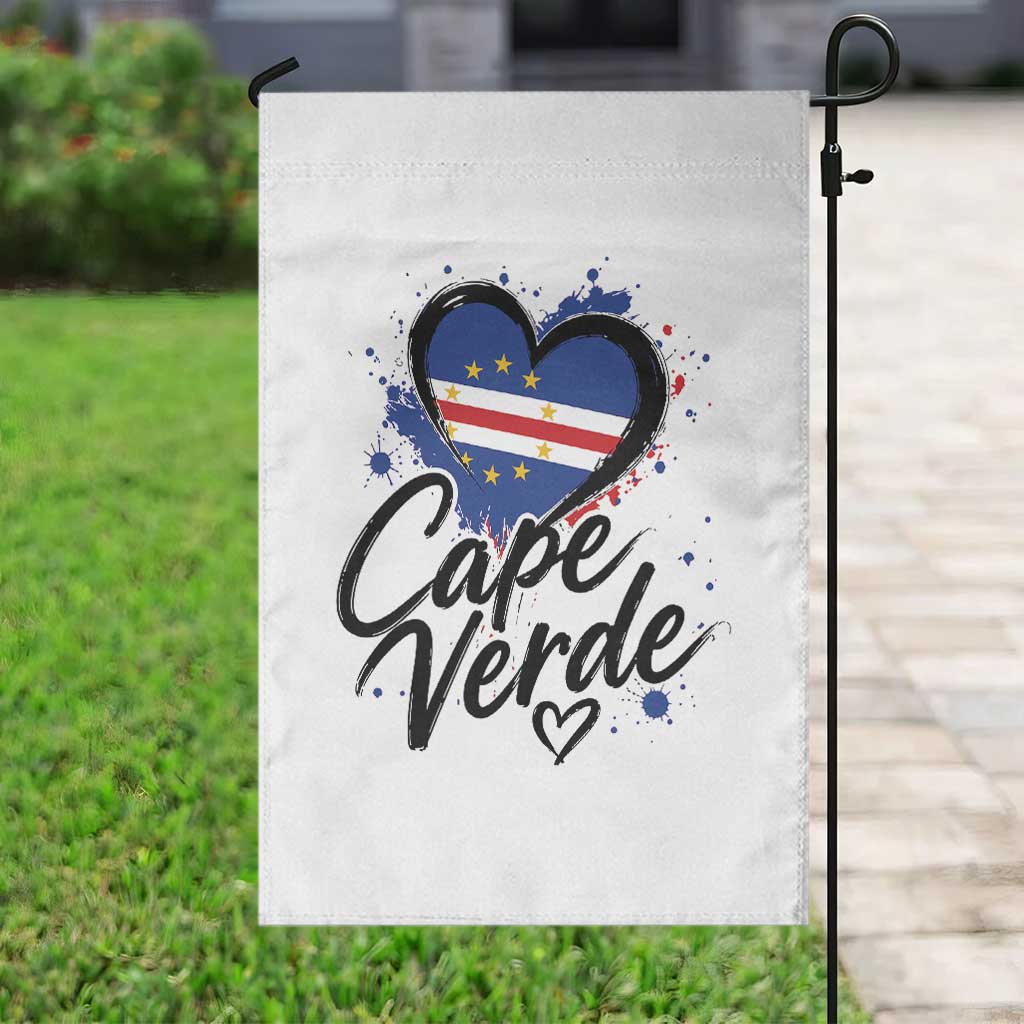 Cape Verde Flag Heart Garden Flag Cabo Verde Pride Verdean Love TS02 Print Your Wear