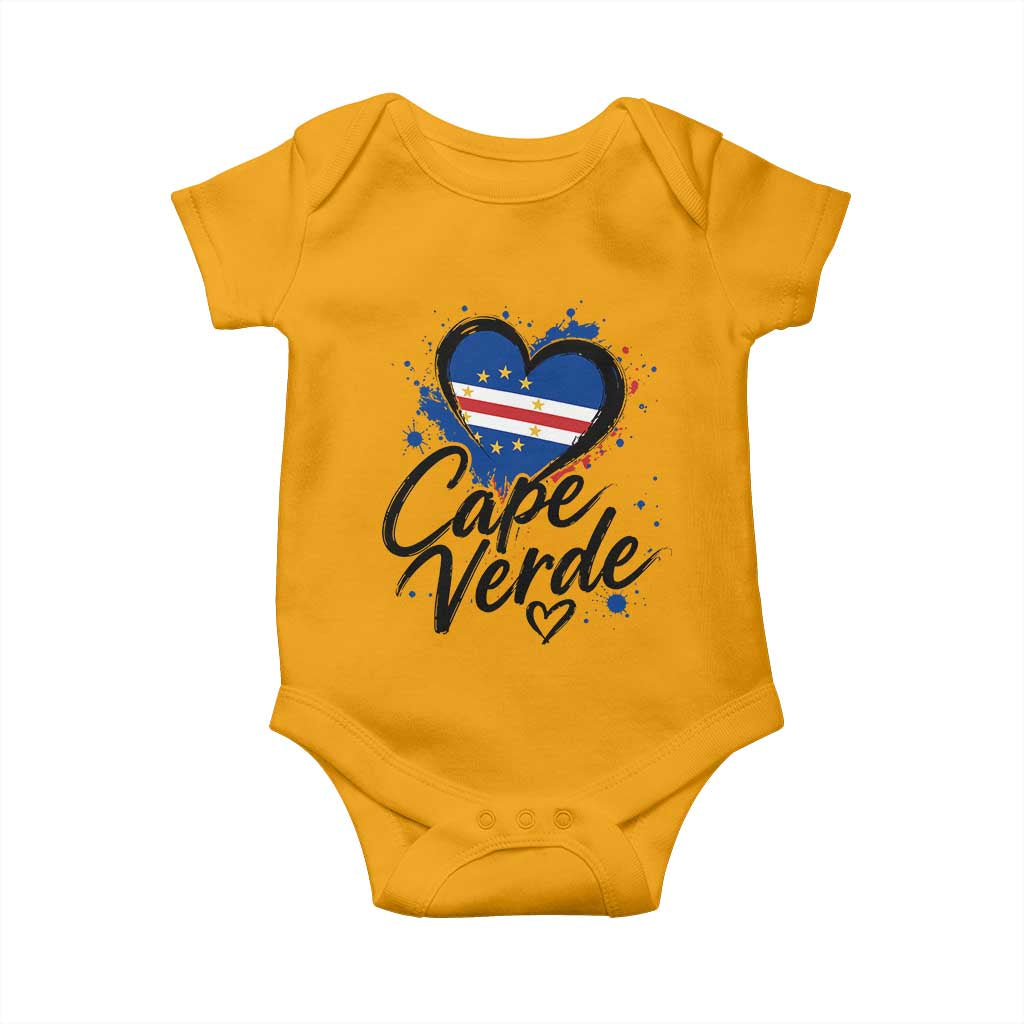 Cape Verde Flag Heart Baby Onesie Cabo Verde Pride Verdean Love