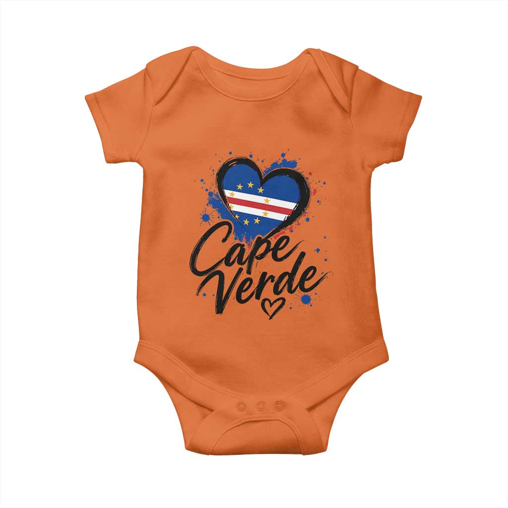 Cape Verde Flag Heart Baby Onesie Cabo Verde Pride Verdean Love