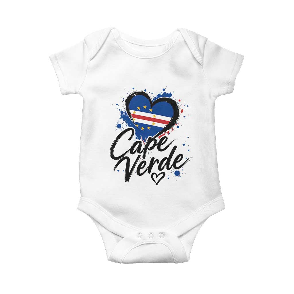 Cape Verde Flag Heart Baby Onesie Cabo Verde Pride Verdean Love