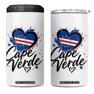 Cape Verde Flag Heart 4 in 1 Can Cooler Tumbler Cabo Verde Pride Verdean Love TS02 One Size: 16 oz White Print Your Wear