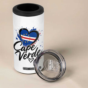 Cape Verde Flag Heart 4 in 1 Can Cooler Tumbler Cabo Verde Pride Verdean Love TS02 Print Your Wear