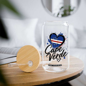 Cape Verde Flag Heart Glass Can Cabo Verde Pride Verdean Love TS02 Print Your Wear