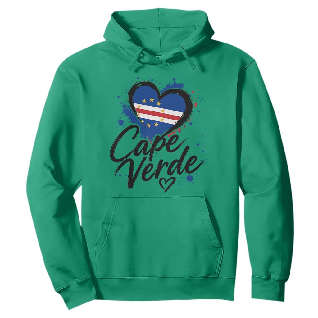 Cape Verde Flag Heart Hoodie Cabo Verde Pride Verdean Love