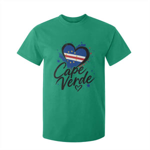 Cape Verde Flag Heart T Shirt For Kid Cabo Verde Pride Verdean Love