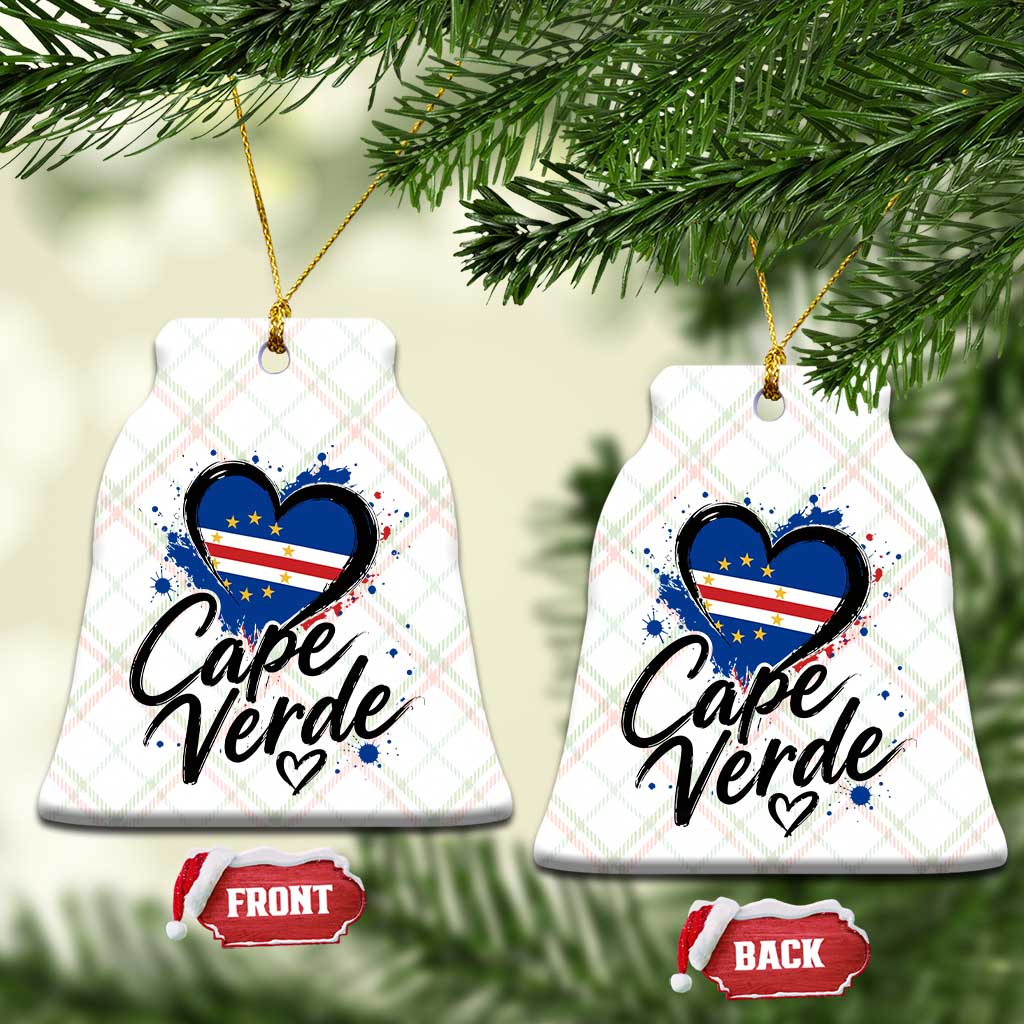 Cape Verde Flag Heart Ceramic Ornament Cabo Verde Pride Verdean Love