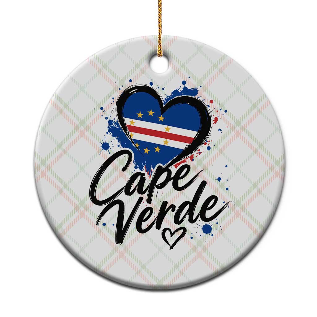 Cape Verde Flag Heart Ceramic Ornament Cabo Verde Pride Verdean Love