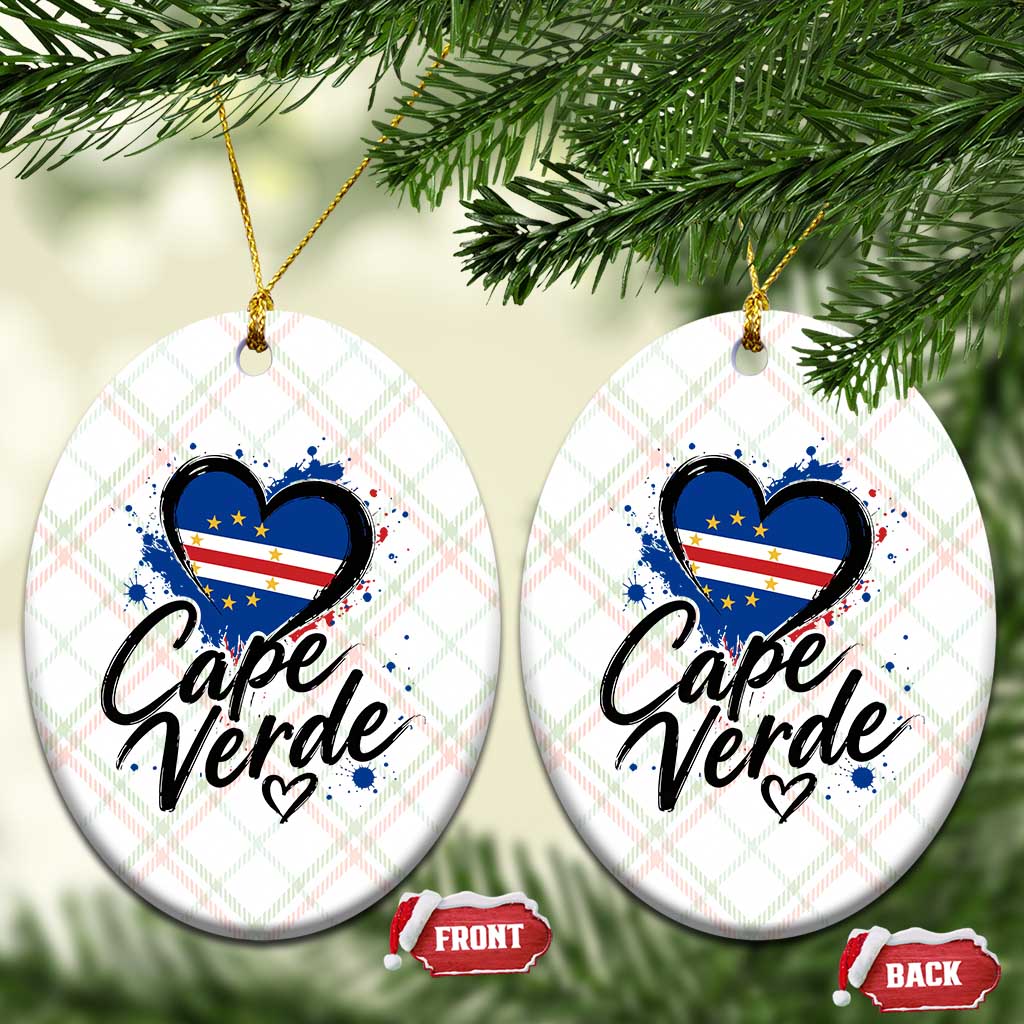 Cape Verde Flag Heart Ceramic Ornament Cabo Verde Pride Verdean Love