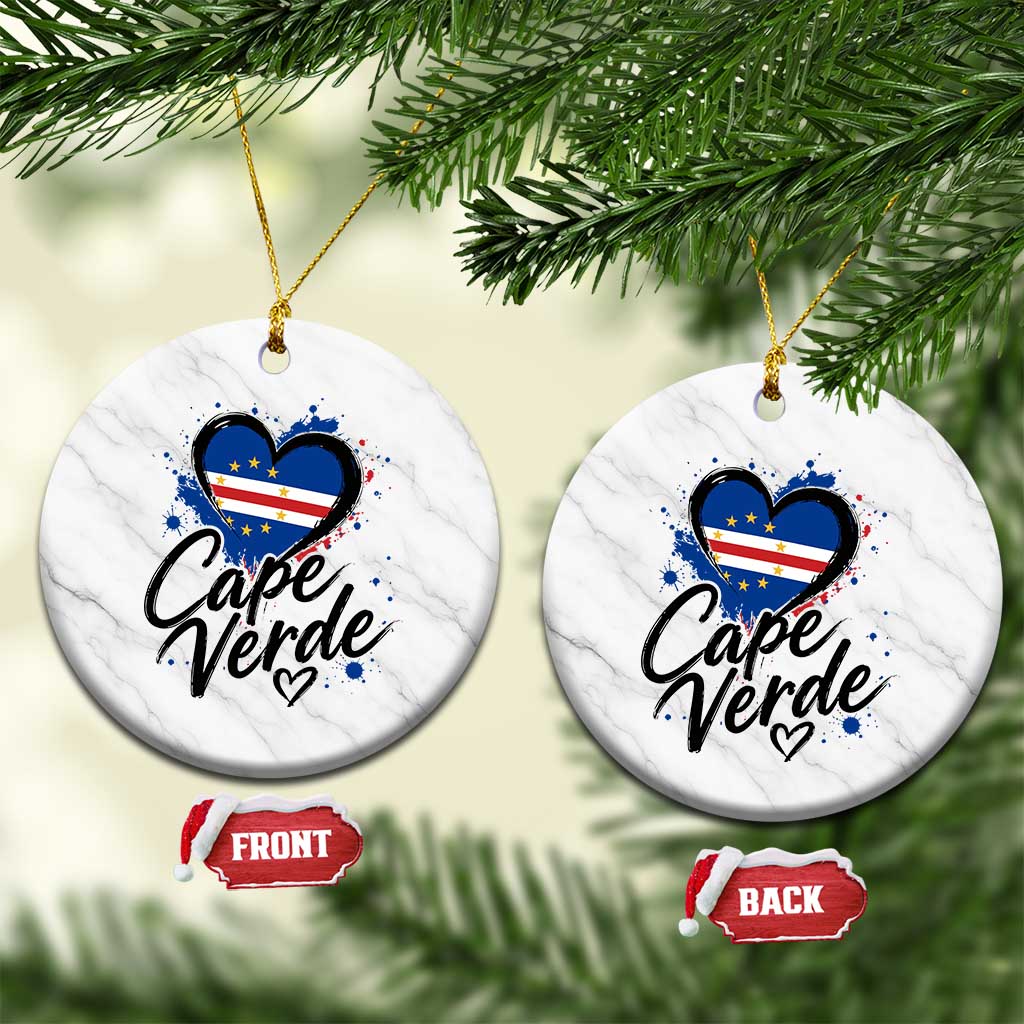 Cape Verde Flag Heart Ceramic Ornament Cabo Verde Pride Verdean Love