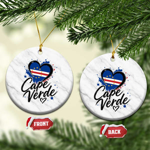 Cape Verde Flag Heart Ceramic Ornament Cabo Verde Pride Verdean Love