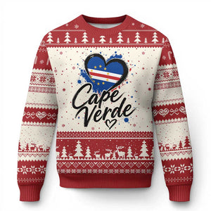 Cape Verde Flag Heart Ugly Christmas Sweater Cabo Verde Pride Verdean Love
