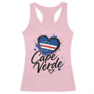 Cape Verde Flag Heart Racerback Tank Top Cabo Verde Pride Verdean Love