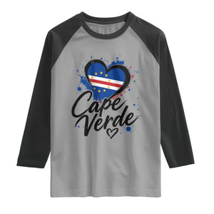 Cape Verde Flag Heart Raglan Shirt Cabo Verde Pride Verdean Love
