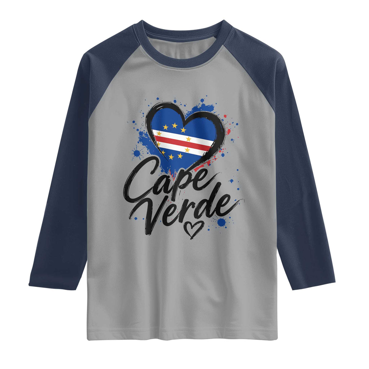 Cape Verde Flag Heart Raglan Shirt Cabo Verde Pride Verdean Love