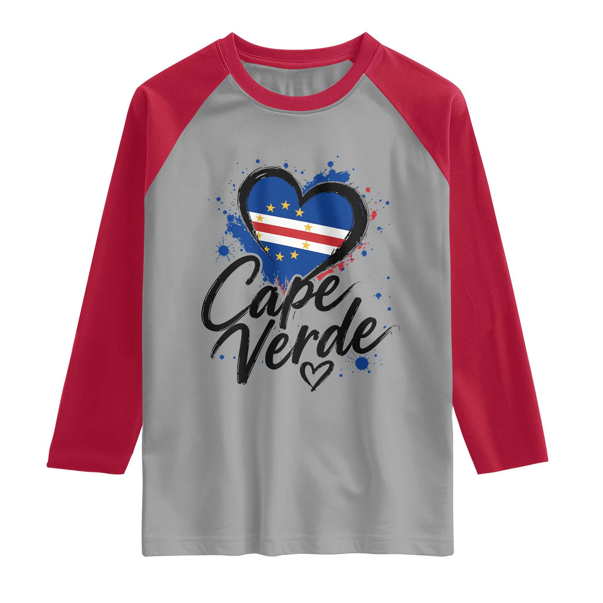 Cape Verde Flag Heart Raglan Shirt Cabo Verde Pride Verdean Love