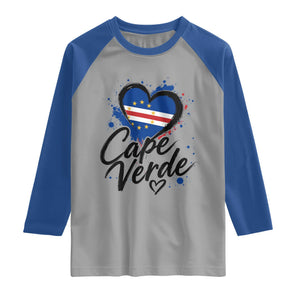 Cape Verde Flag Heart Raglan Shirt Cabo Verde Pride Verdean Love