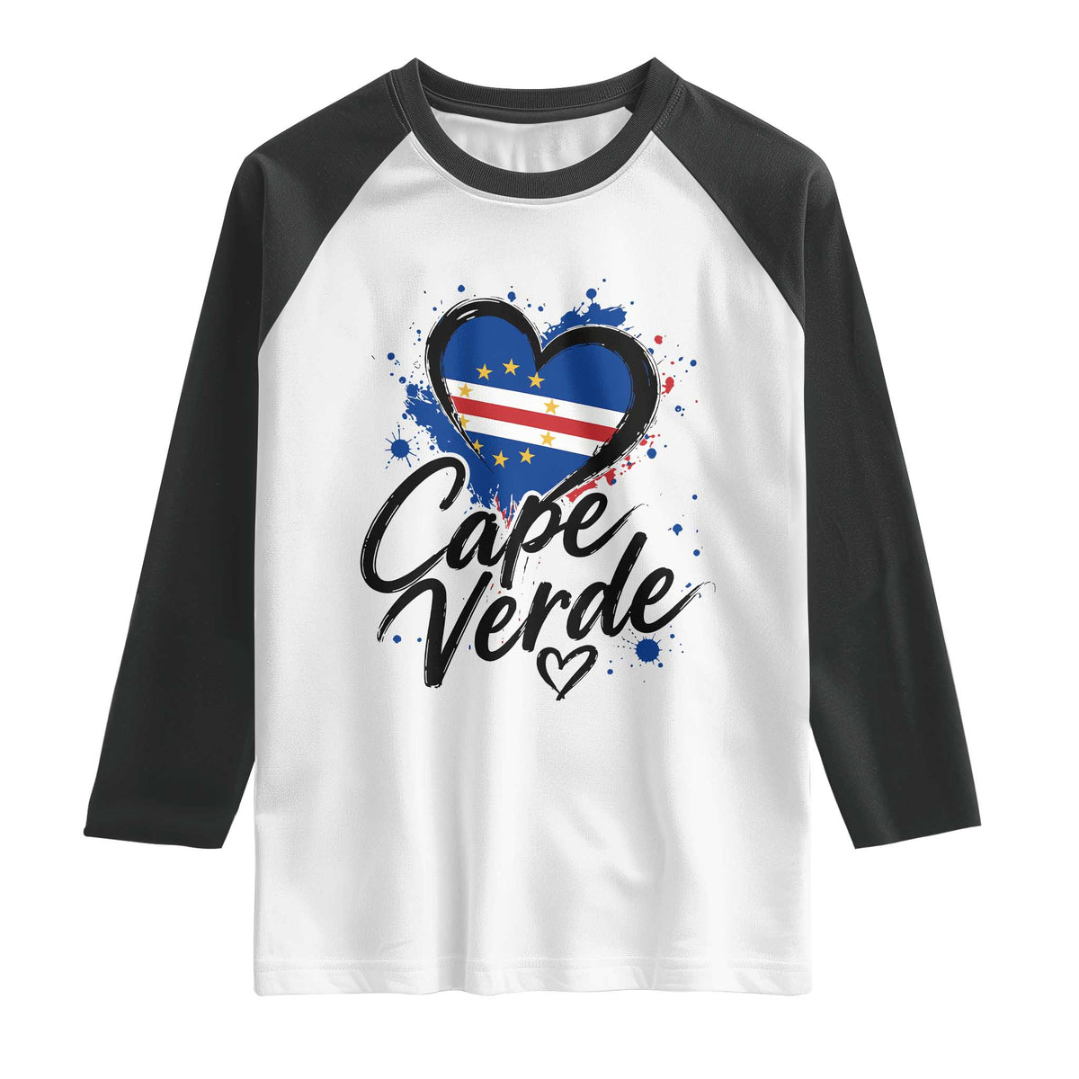 Cape Verde Flag Heart Raglan Shirt Cabo Verde Pride Verdean Love