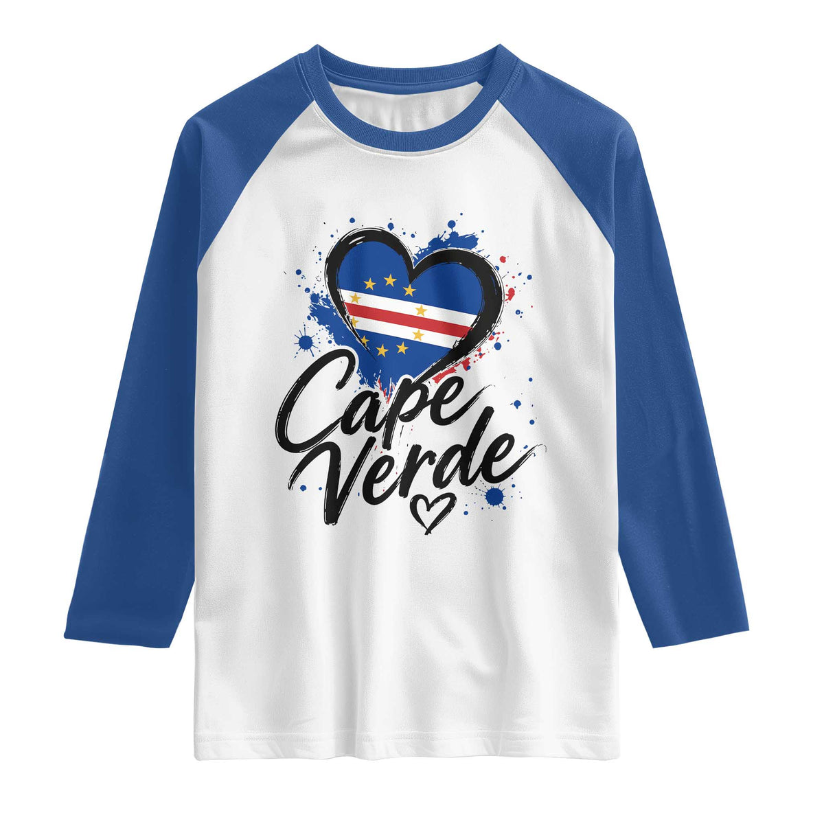 Cape Verde Flag Heart Raglan Shirt Cabo Verde Pride Verdean Love