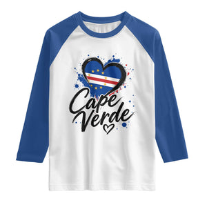 Cape Verde Flag Heart Raglan Shirt Cabo Verde Pride Verdean Love
