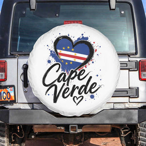 Cape Verde Flag Heart Spare Tire Cover Cabo Verde Pride Verdean Love TS02 No hole White Print Your Wear