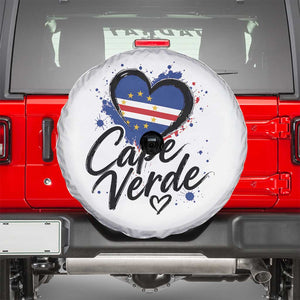 Cape Verde Flag Heart Spare Tire Cover Cabo Verde Pride Verdean Love TS02 White Print Your Wear