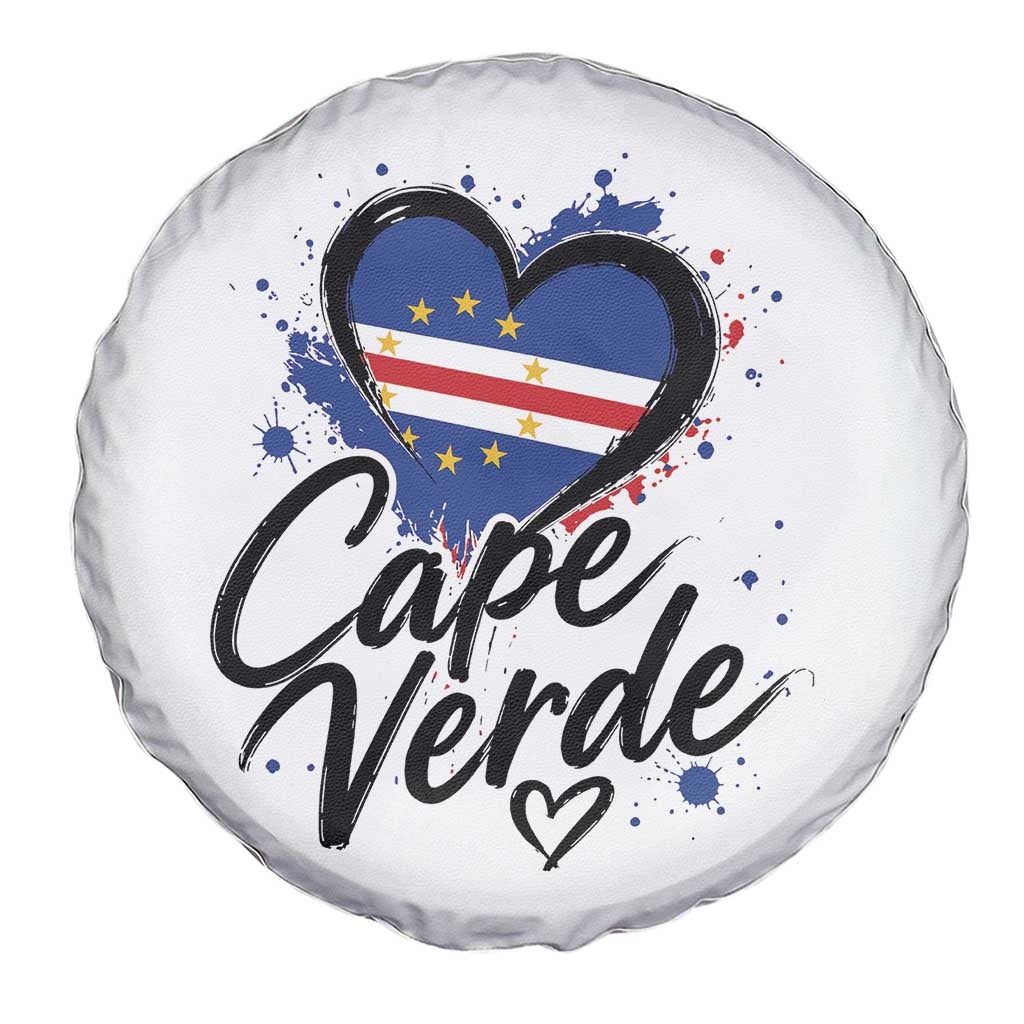Cape Verde Flag Heart Spare Tire Cover Cabo Verde Pride Verdean Love TS02 Print Your Wear