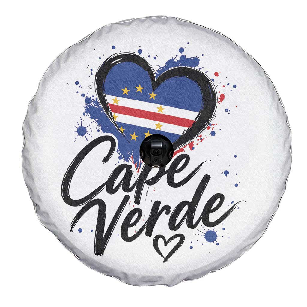 Cape Verde Flag Heart Spare Tire Cover Cabo Verde Pride Verdean Love TS02 Print Your Wear
