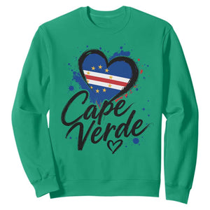 Cape Verde Flag Heart Sweatshirt Cabo Verde Pride Verdean Love