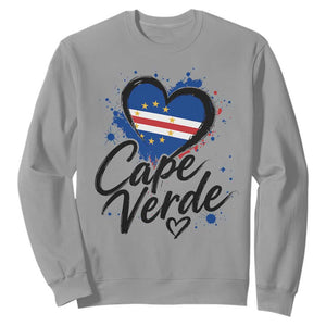 Cape Verde Flag Heart Sweatshirt Cabo Verde Pride Verdean Love