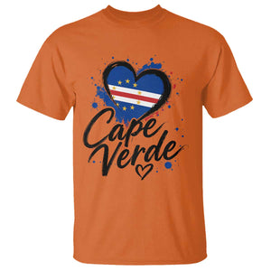 Cape Verde Flag Heart T Shirt Cabo Verde Pride Verdean Love