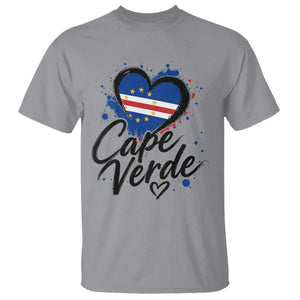 Cape Verde Flag Heart T Shirt Cabo Verde Pride Verdean Love