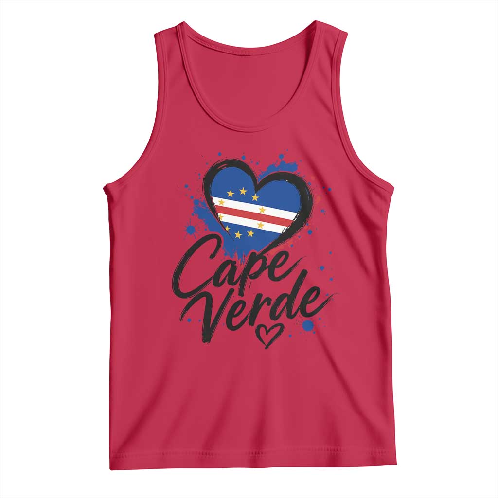 Cape Verde Flag Heart Tank Top Cabo Verde Pride Verdean Love