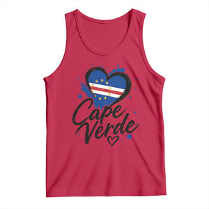 Cape Verde Flag Heart Tank Top Cabo Verde Pride Verdean Love