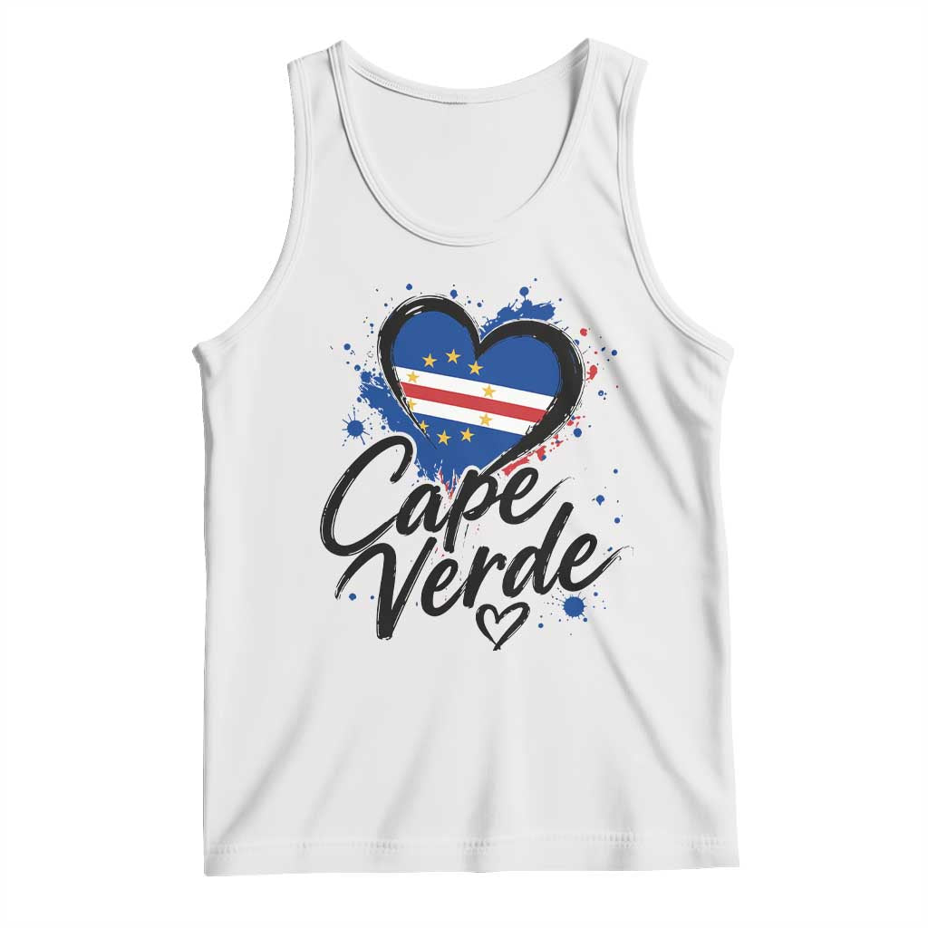 Cape Verde Flag Heart Tank Top Cabo Verde Pride Verdean Love TS02 White Print Your Wear