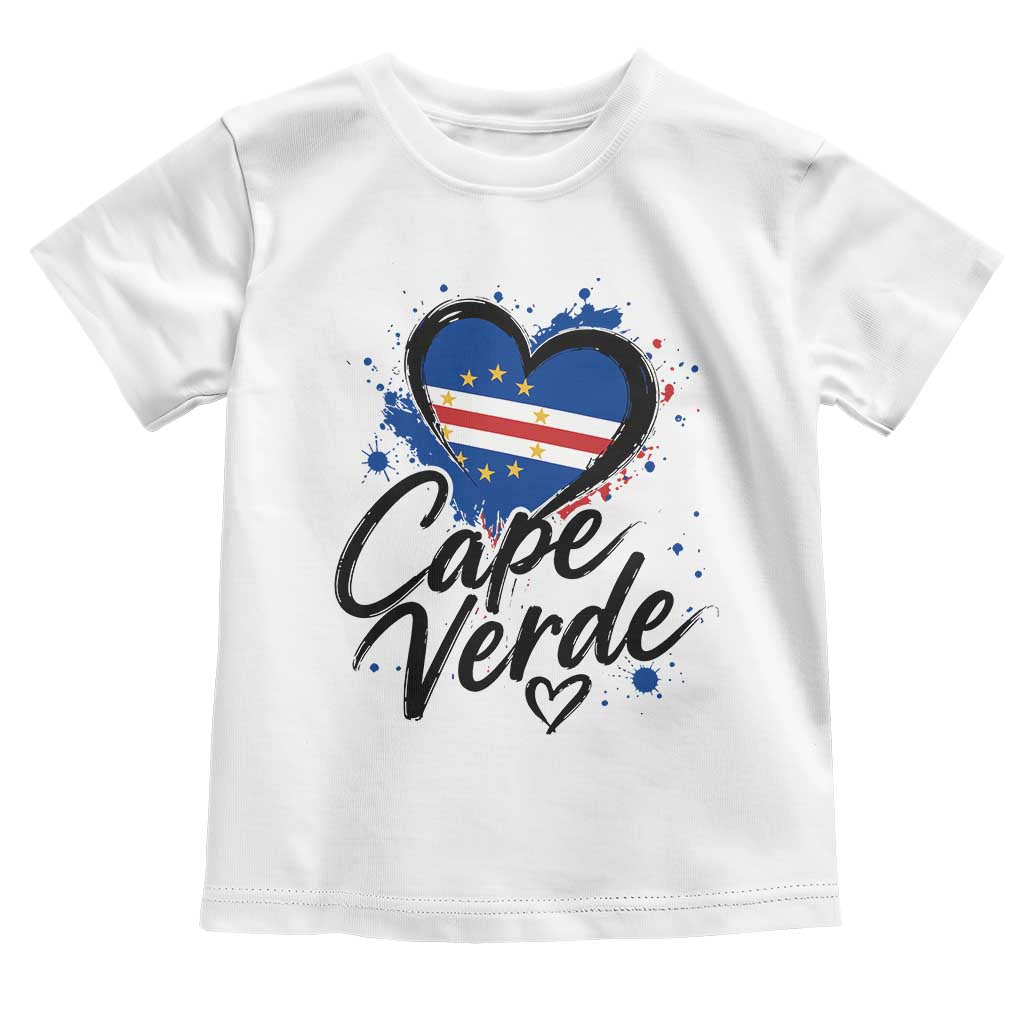 Cape Verde Flag Heart Toddler T Shirt Cabo Verde Pride Verdean Love TS02 White Print Your Wear