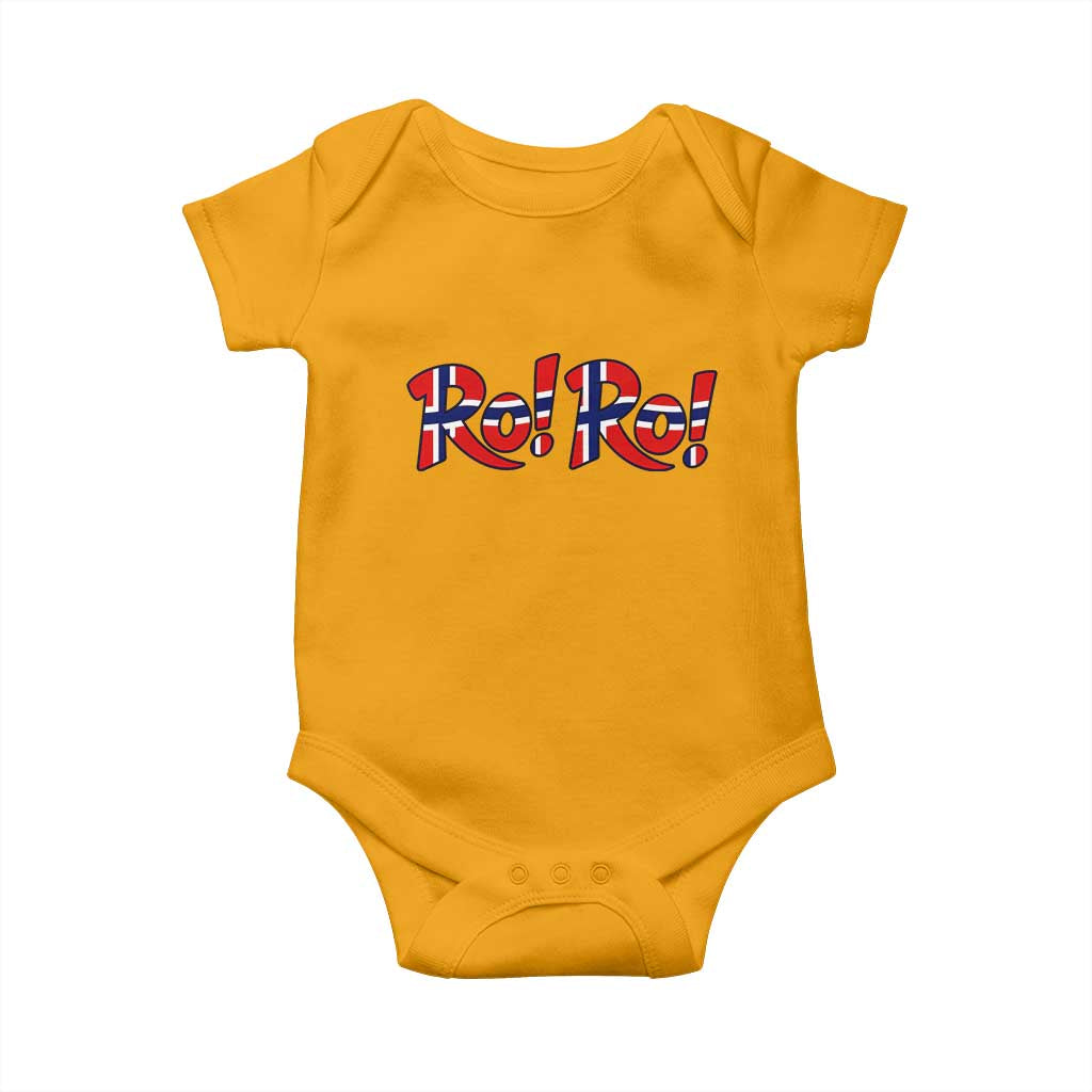 Funny Norway Flag Ro Ro Typography Graphic Baby Onesie Norge Norwegian Flag Football Fans TS02 Gold Print Your Wear