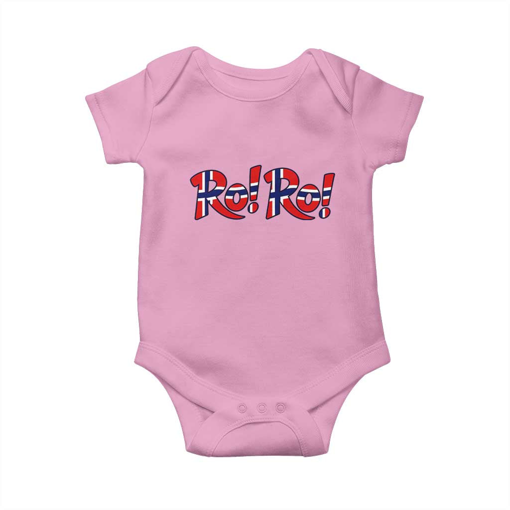 Funny Norway Flag Ro Ro Typography Graphic Baby Onesie Norge Norwegian Flag Football Fans TS02 Light Pink Print Your Wear
