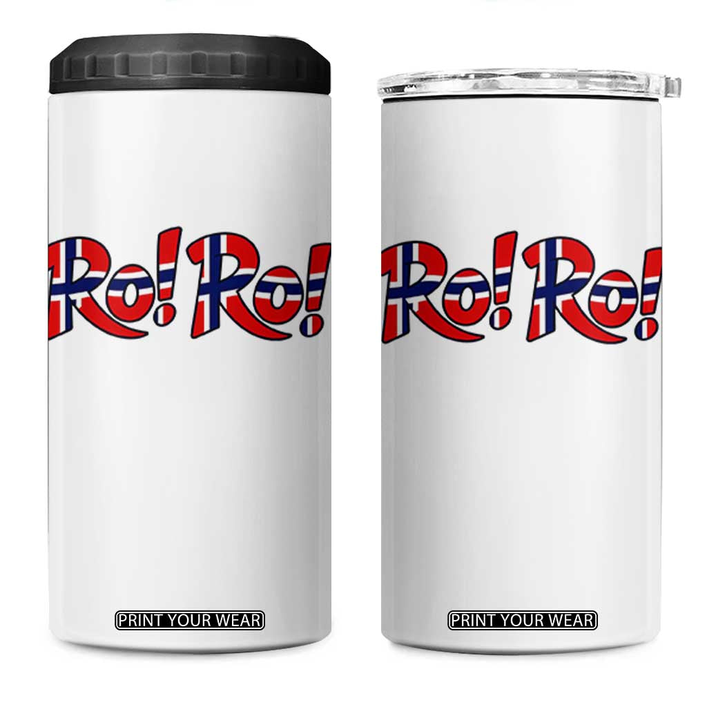 Funny Norway Flag Ro Ro Typography Graphic 4 in 1 Can Cooler Tumbler Norge Norwegian Flag Football Fans TS02 One Size: 16 oz White Print Your Wear