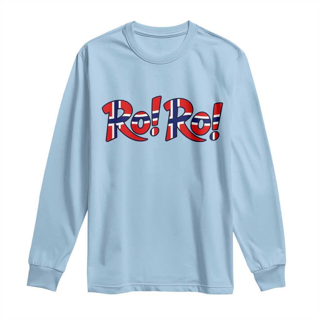 Funny Norway Flag Ro Ro Typography Graphic Long Sleeve Shirt Norge Norwegian Flag Football Fans TS02 Light Blue Print Your Wear