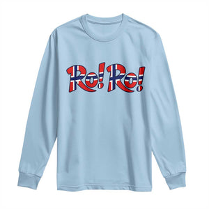Funny Norway Flag Ro Ro Typography Graphic Long Sleeve Shirt Norge Norwegian Flag Football Fans TS02 Light Blue Print Your Wear