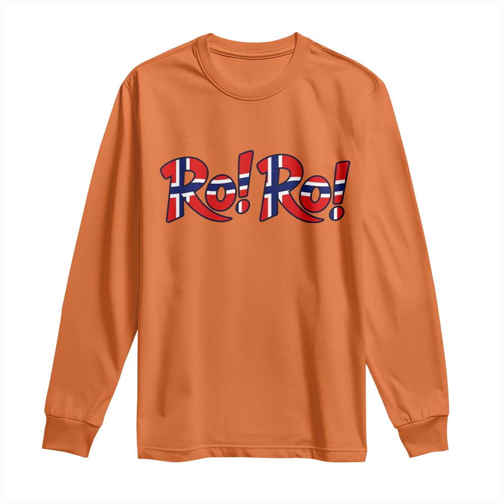 Funny Norway Flag Ro Ro Typography Graphic Long Sleeve Shirt Norge Norwegian Flag Football Fans TS02 Orange Print Your Wear